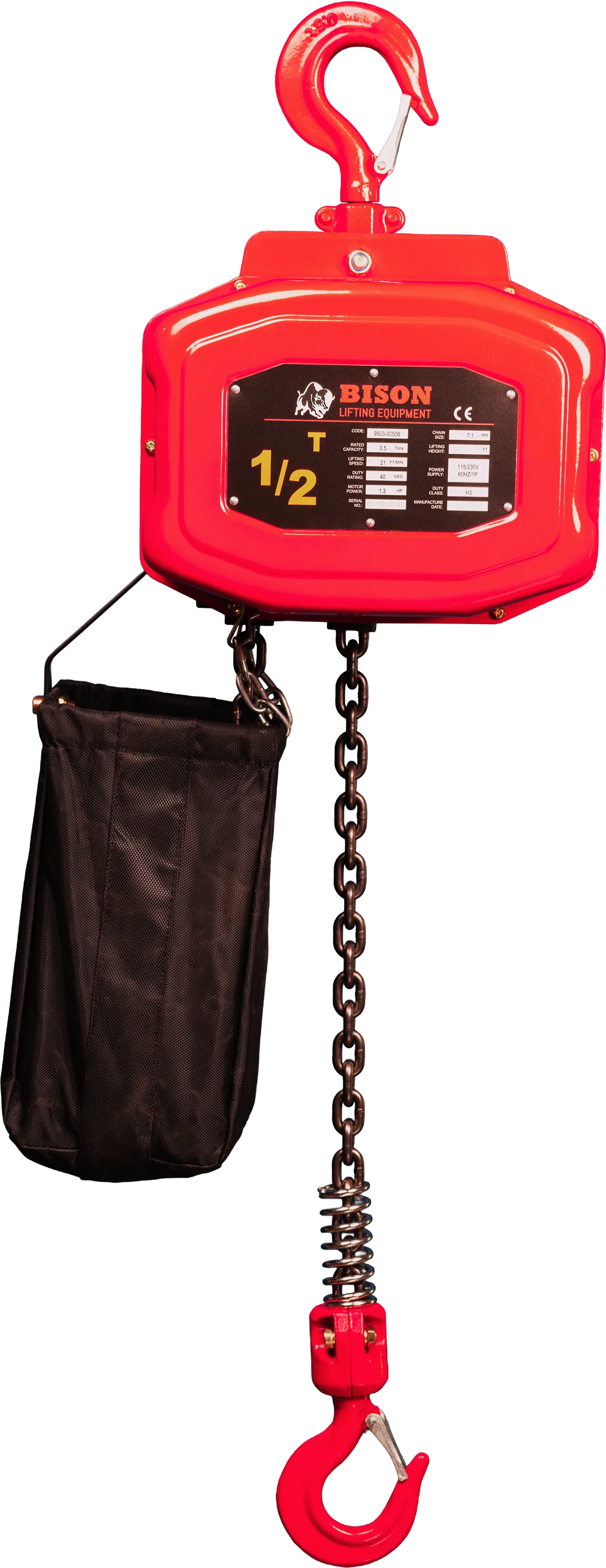 Bison 0.5Ton Single Phase Electric Chain Hoist 115v/230v - Image 2