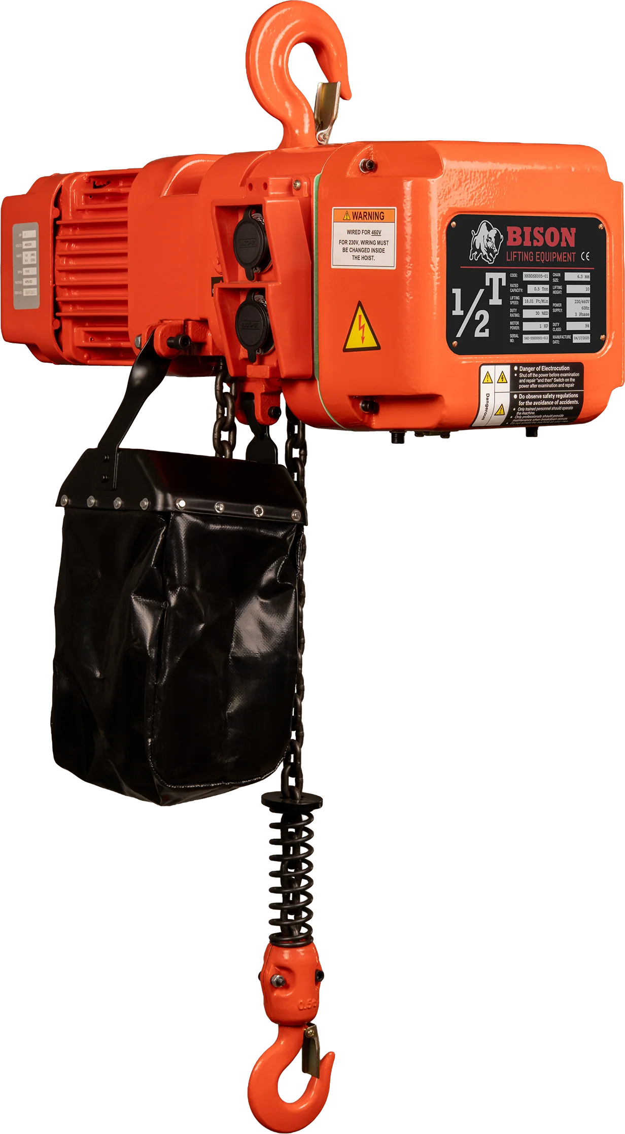 Bison 0.5Ton Three Phase Dual Speed Electric Chain Hoist 230v/460V - Image 5
