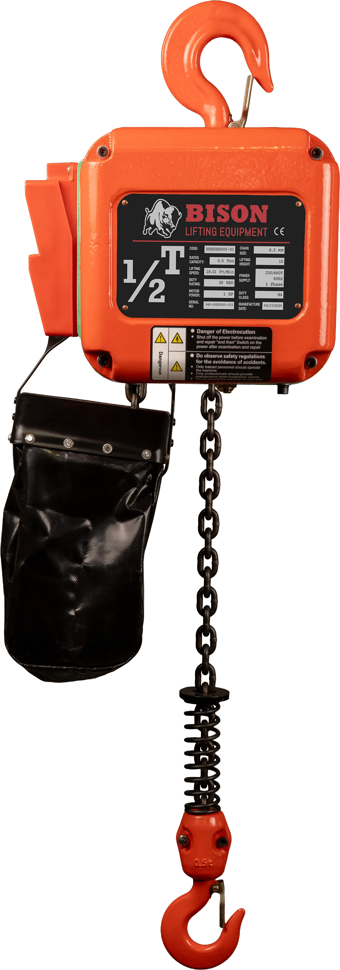 Bison 0.5Ton Three Phase Dual Speed Electric Chain Hoist 230v/460V - Image 6