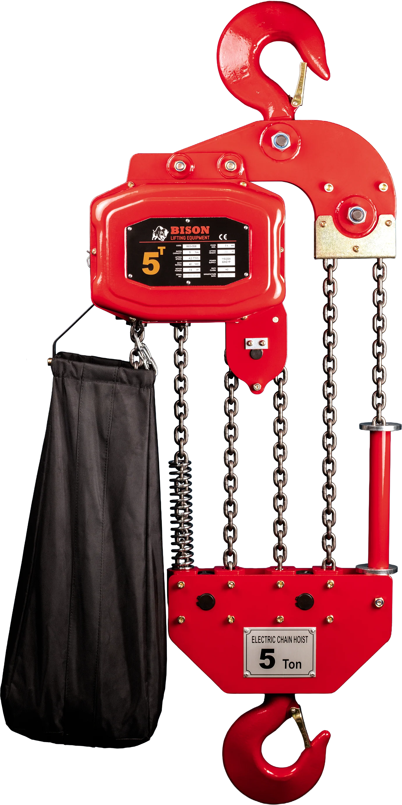 Bison 5Ton Single Phase Electric Chain Hoist 115v/230v