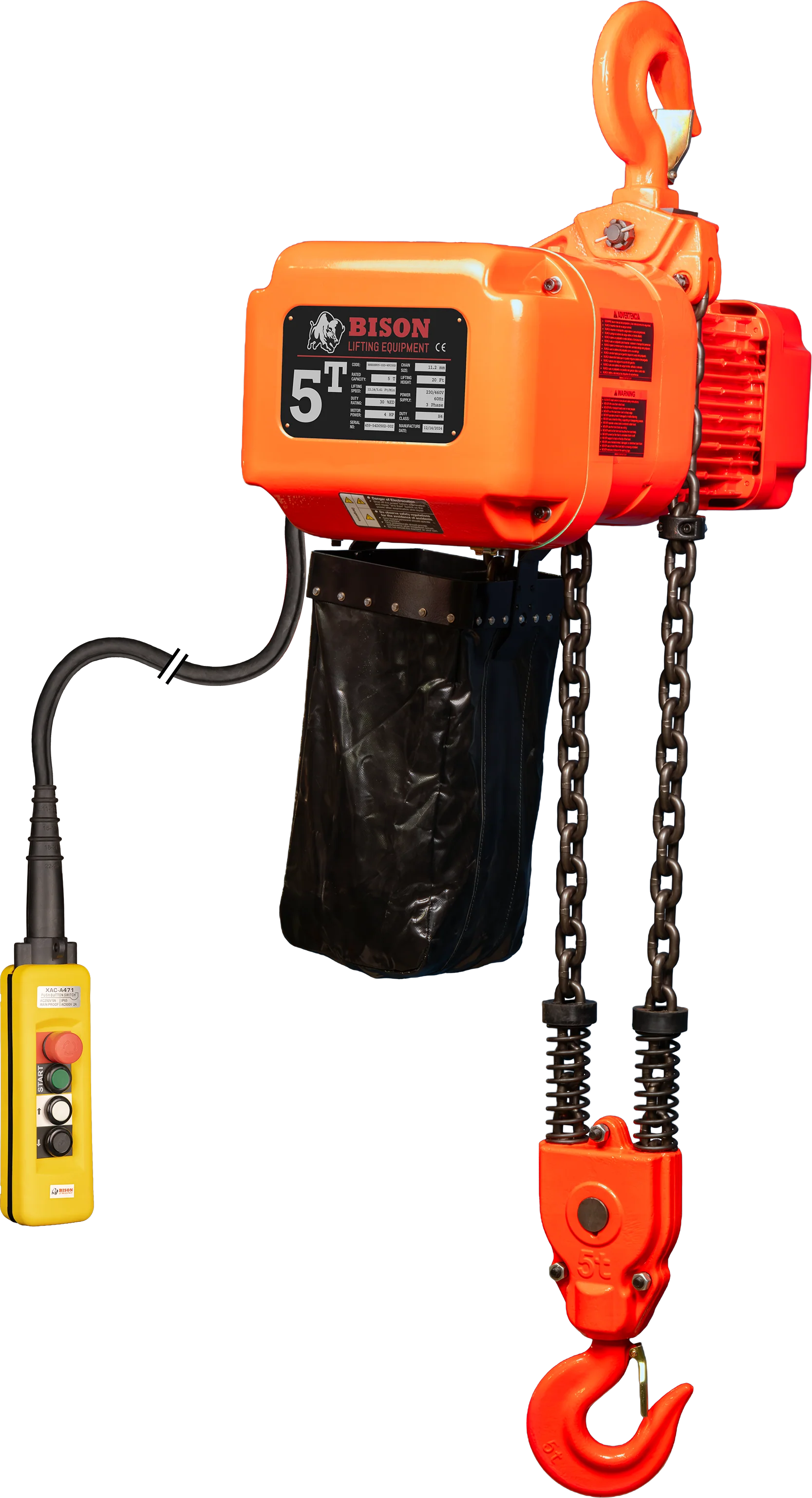 Bison 5Ton Three Phase Dual Speed Electric Chain Hoist 230v/460v - Image 3