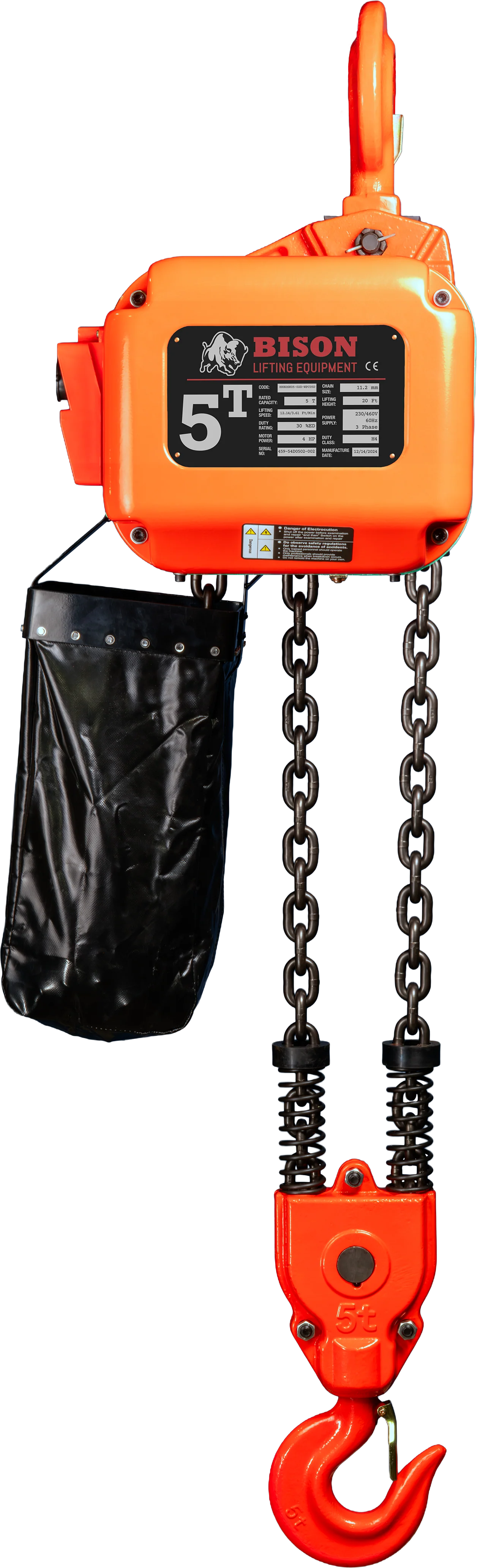 Bison 5Ton Three Phase Dual Speed Electric Chain Hoist 230v/460v - Image 4