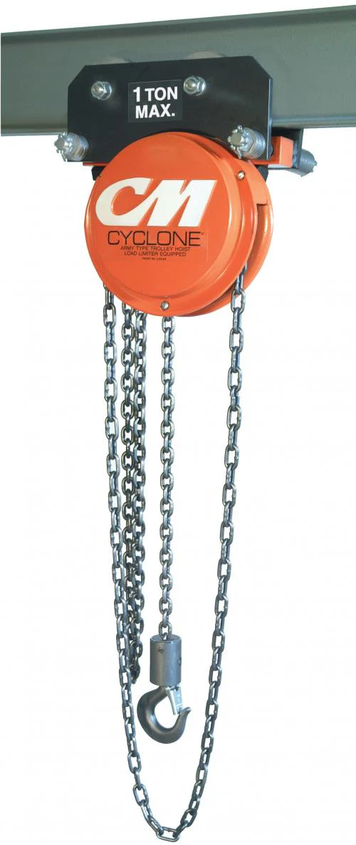 CM Cyclone Hand Chain Hoist with Army-Type Trolley - Image 2