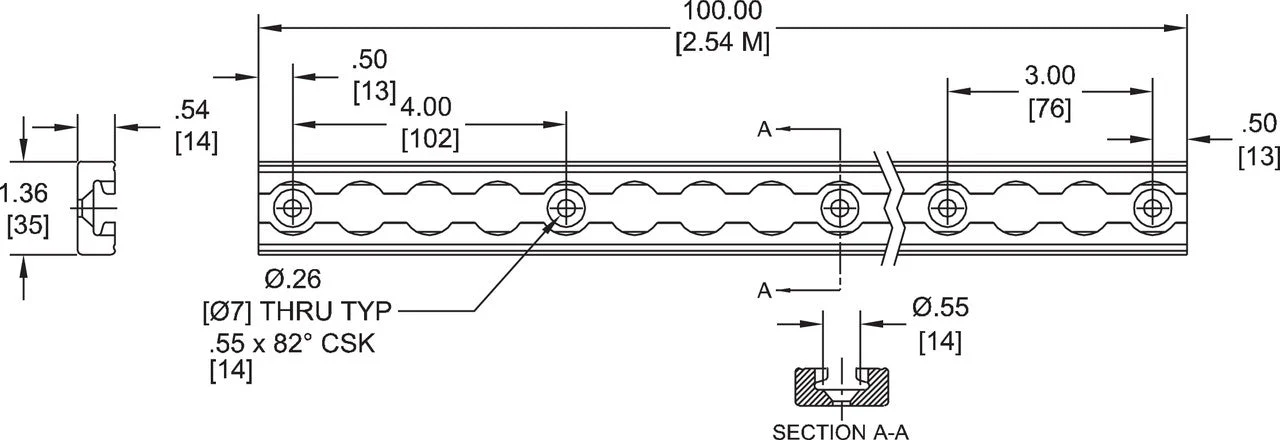 Kinedyne 100" Series L Medium-Duty Aluminum Track - Image 2