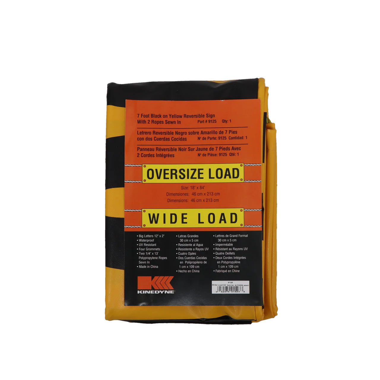 Kinedyne 18" by 84" Reversible "Wide Load" & "Oversize Load" Banner with Sewn-In Rope - Image 3