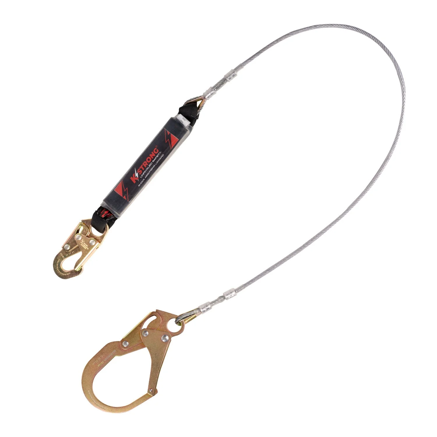KStrong® 6 ft. Leading Edge (LE) Rated Clear Pack Design shock absorbing coated wire lanyard (ANSI) - Image 2