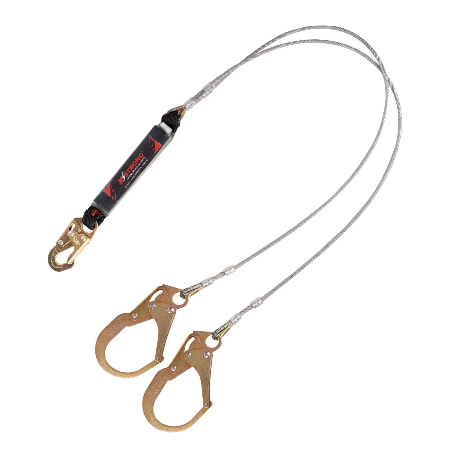 KStrongĀ® 6 ft. Leading Edge (LE) Rated Twin Leg 100% Tie-off Clear Pack Design shock absorbing coated wire lanyard (ANSI) - Image 2