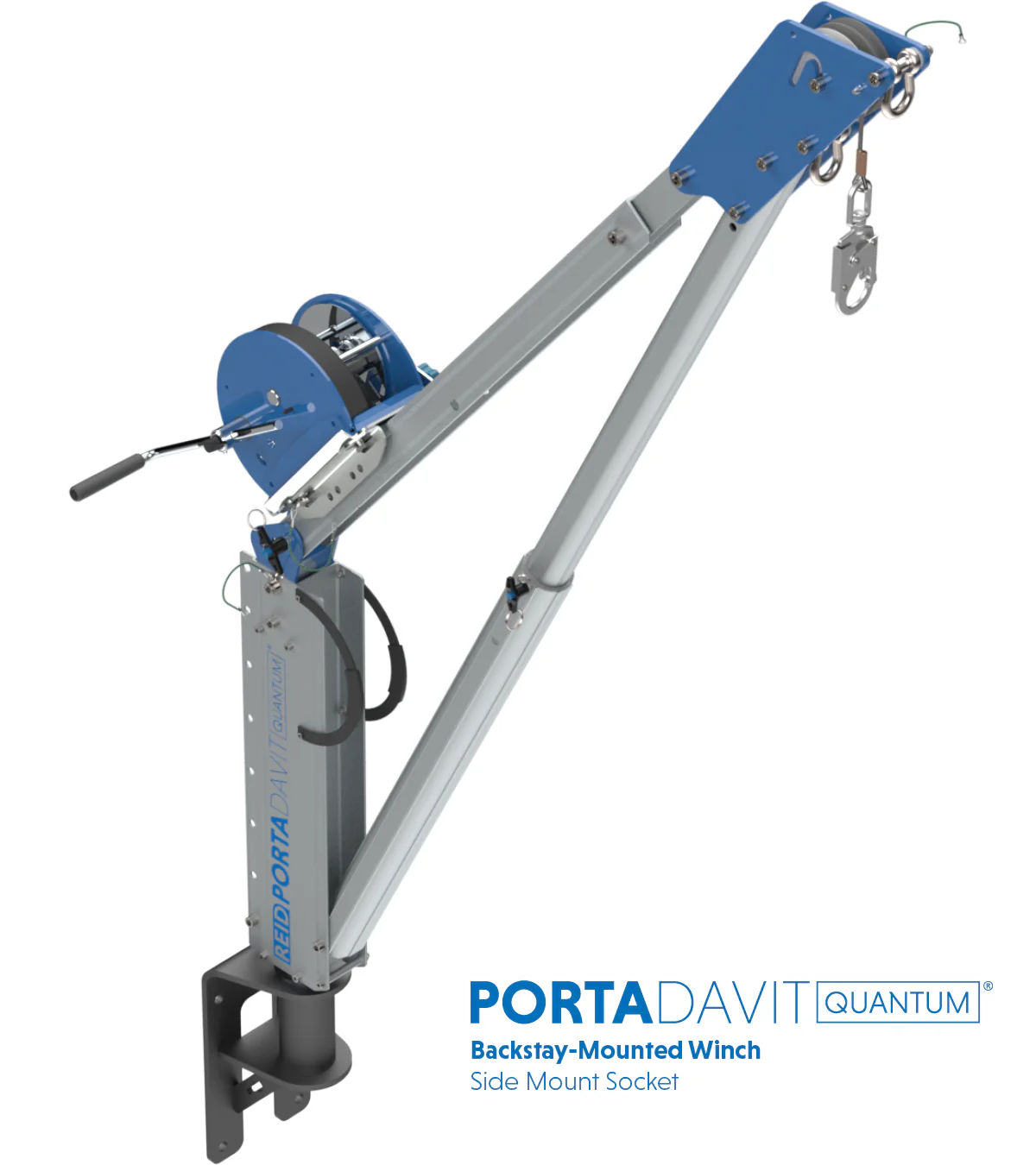 Reid Lifting PDQ 1100lb Portable Aluminum Davit Crane – Winch & Shackle - Image 3